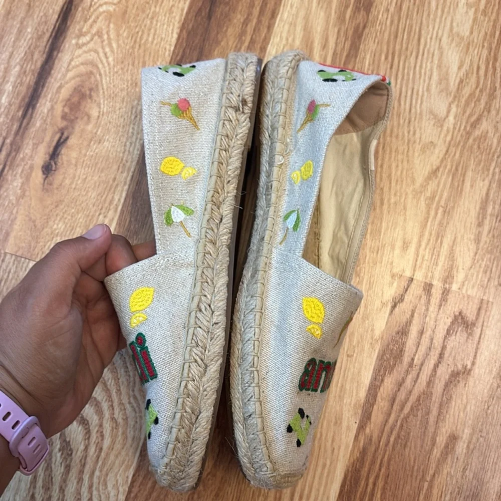 Soludos Espadrilles Women Size 8 EU 39 Original Natural Italy Resort Embroidered